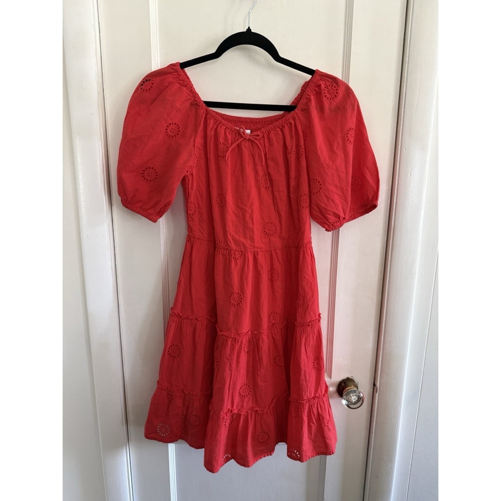 Zara Kids Girl's NWT Red Eyelet Summer Sun Dress Size 11-12